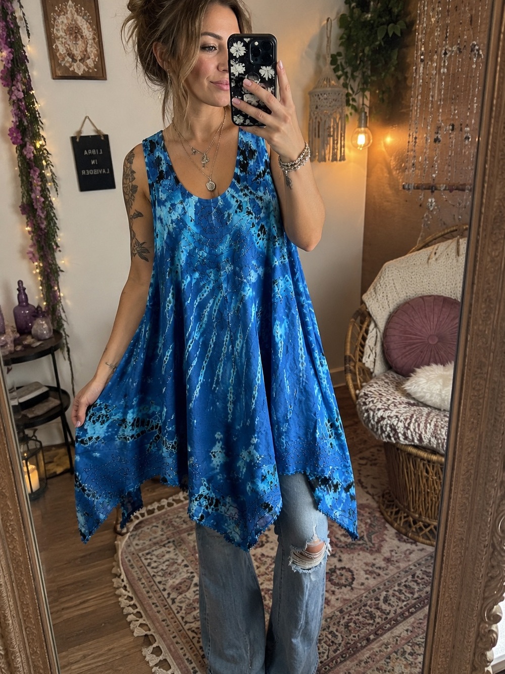 Blue Tie-Dye Swing - Women